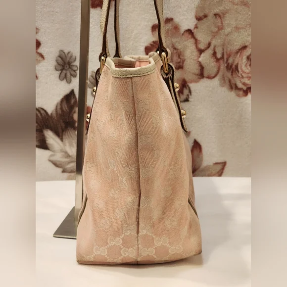 Gucci Pink GG Canvas & Leather Mini Jolicoeur Web Tote Vintage Gucci Sherry Line - Picture 2 of 10